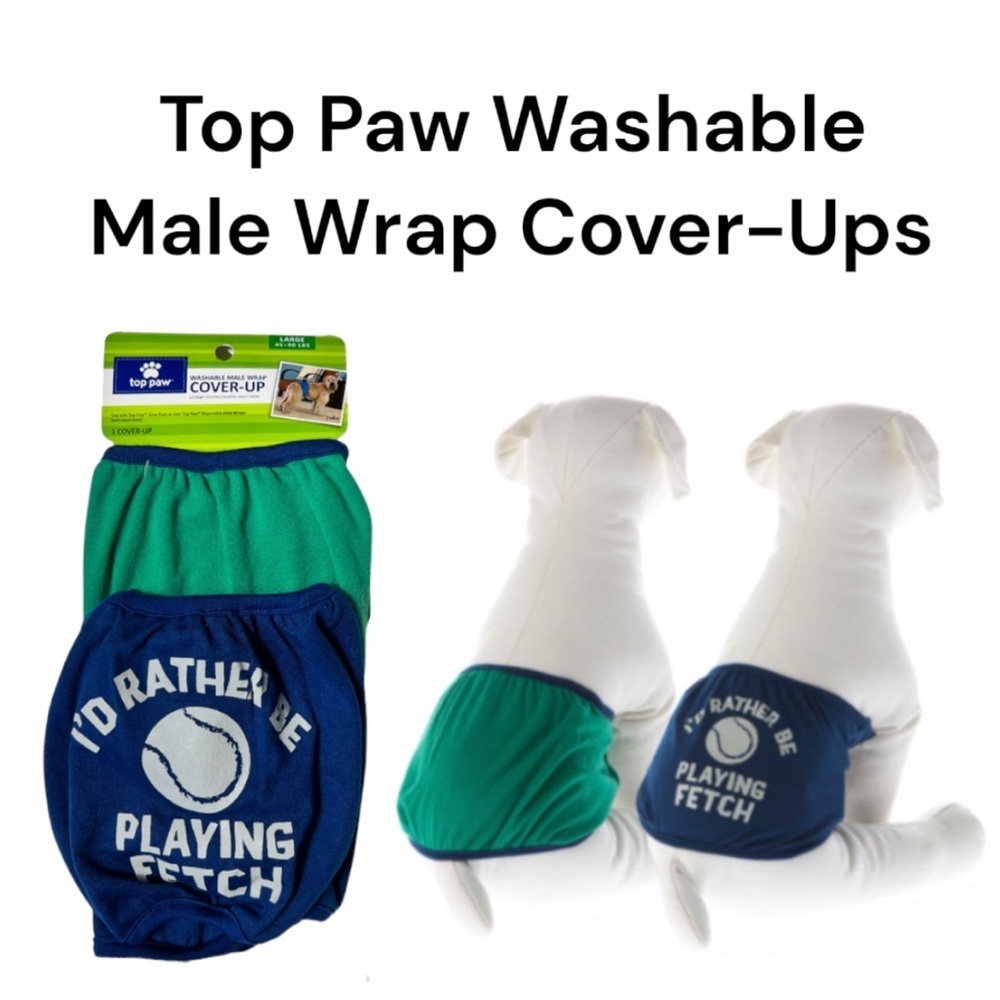 NWT 2 Top Paw Washable Male Wrap Cover-Ups Size Large